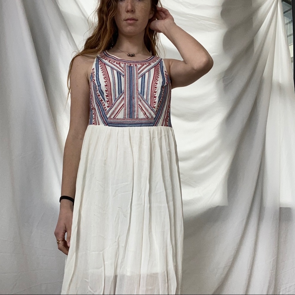 Greco style embroidered maxi dress